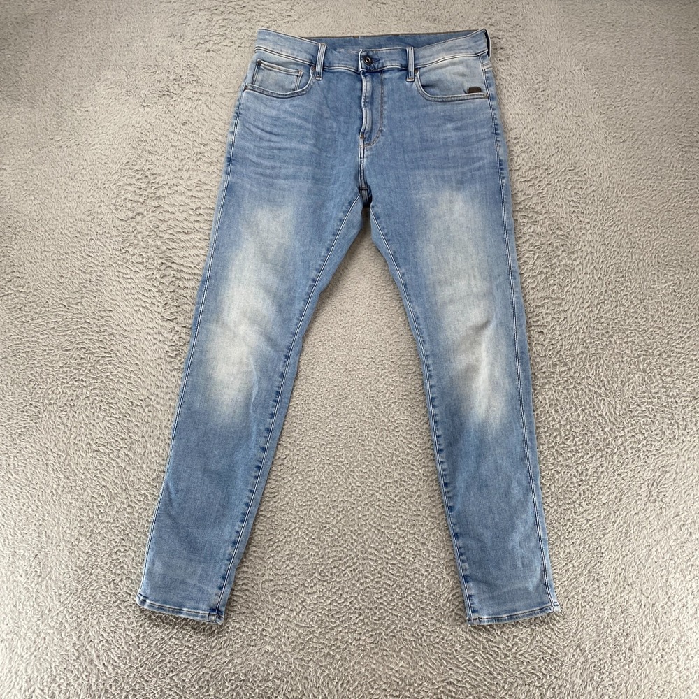 G Star RAW Revend Jeans Mens 33x32 Light Wash Skinny Slim Stretch Blue‎ Denim